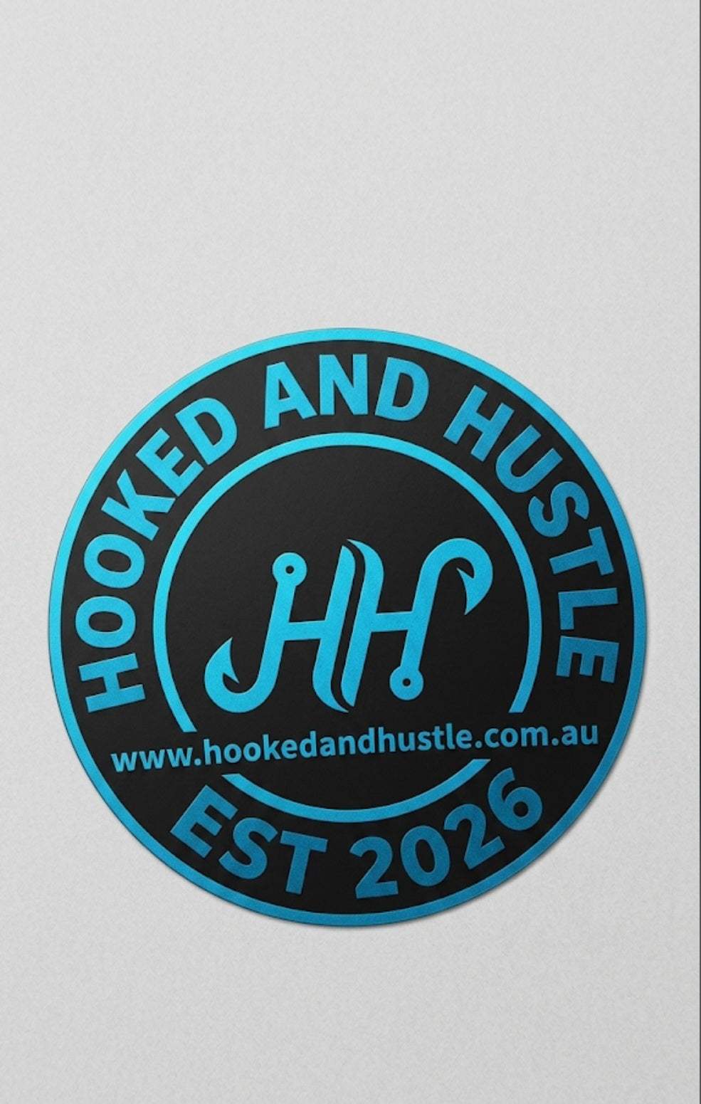 Hooked & Hustle Round Logo Sticker